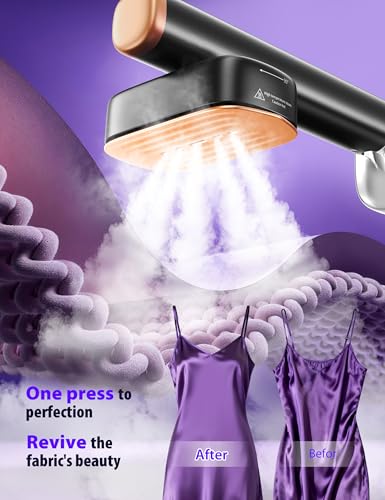 Travel Steamer for Clothes with 180 ml Water Tanks,15s Fast Heat-up,24 g/min Strong Steam Performance, Portable Garment Steamer with Touch Control, LED Display, Steam Iron Black - color: Silk Black