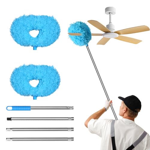 Storystore Ceiling Fan Cleaner Duster, Adjustable Microfiber Duster - color: Round&round-blue, size: 4.2FT