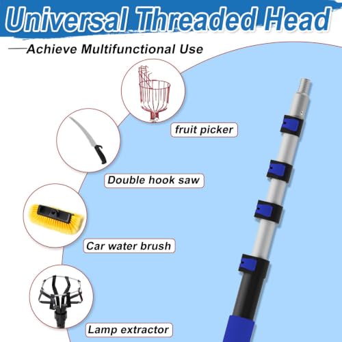 18FT Telescopic Extension Pole-3-12FT Multi-Purpose Extension Pole with Easy Flip Lock, Universal Twist-on Metal Tip, Lightweight Sturdy Aluminum Paint Roller Extension Pole for Window Cleaning