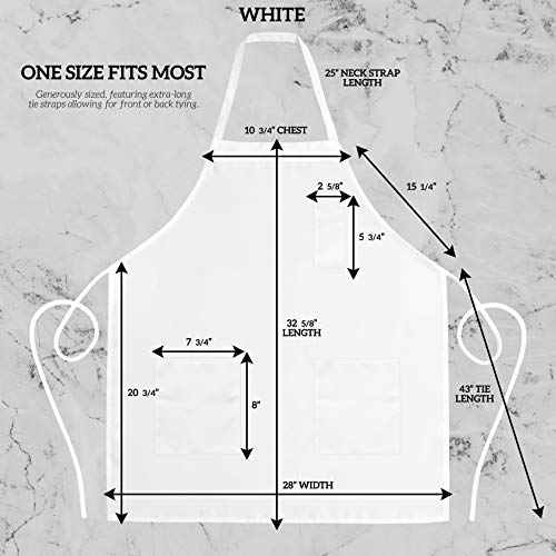 GREEN LIFESTYLE 12 Pack Chef Apron with Pockets – Grilling Aprons for Men, Waterproof Cooking Apron for BBQ, Work or Restaurant Use, Kitchen Aprons for Women with Pockets – White - color: White 3 Pocket
