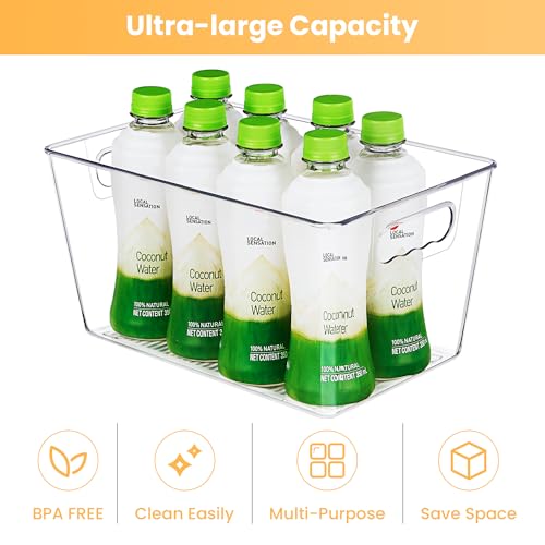 YIHONG 36 Pack Clear Pantry Organizer Bins, Plastic Containers with Handle for Kitchen,Freezer,Cabinet,Closet,Bathroom Under Sink Storage - size: L(11.2"L x 7.5"W x 6"H) (Pack of 6)
