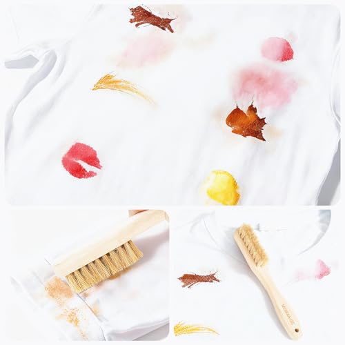 3Pcs Small Wood Laundry Stain Brush Set with Boar Bristles, Stain Remover for Delicates, Cotton, Linens and Shoes, Portable Laundry Scrub Brushes for Fresh Clean Fabric - size: 1 Count (Pack of 3)