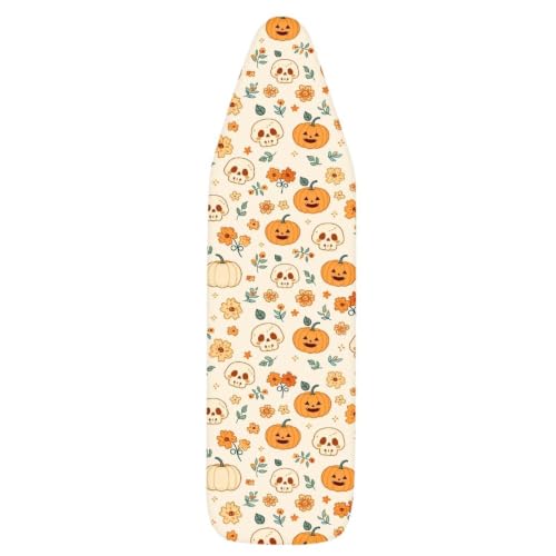 Halloween Pumpkin Ironing Board Cover and Pad 16 x 55 Inch Iron Board Cover with Elastic Edge & Adjustable Fastener Resist Scorching and Staining Extra Thick Padding - color: Halloween Pumpkin5