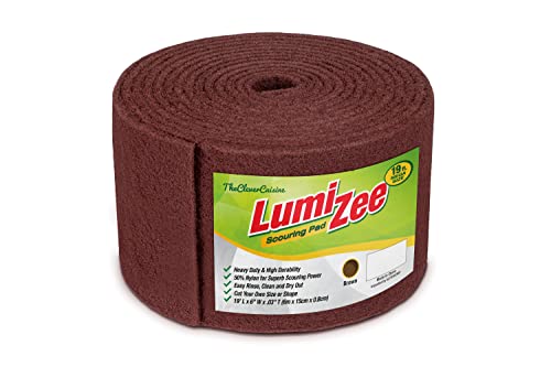 Heavy Duty Scrubbing Pad Roll 19ft Ultra Size Sponge Scouring Pad Brown19ft x 6in x 0.3in (6m x 15cm x 8mm) Tough Stains and Grime Clean Kitchens Floors Bathrooms Walls Windows - color: Brown - High Abrasion