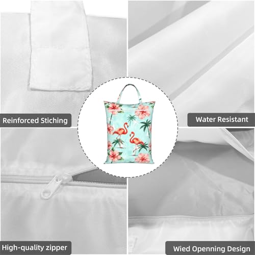Tropical Trees Flamingo Summer Beach Travel Laundry Bags Cloth Diaper Wet Bags Handle Washable Dirty Clothes Bags Wet Dry Bag Suitcase Gym Swimming Pool College Dorm Wet Bag - color: 1 PC10, size: One Size