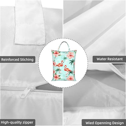 Tropical Trees Flamingo Summer Beach Travel Laundry Bags Cloth Diaper Wet Bags Handle Washable Dirty Clothes Bags Wet Dry Bag Suitcase Gym Swimming Pool College Dorm Wet Bag - color: 1 PC10, size: One Size