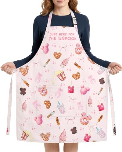Women Apron, Cute Kitchen Aprons for Women, Girls - color: Cute Snacks