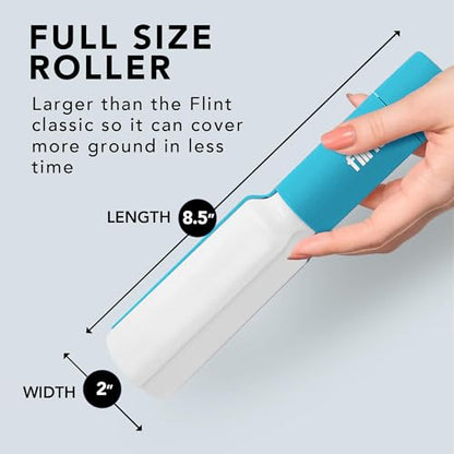 Flint Plus Retractable Lint Remover & Pet Hair Roller for Clothes – Refillable & Reusable Lint Roller with 70 Extra Sticky Tear-Off Sheets – Value Pack, Light Blue - style: Light Blue - 70 Sheets