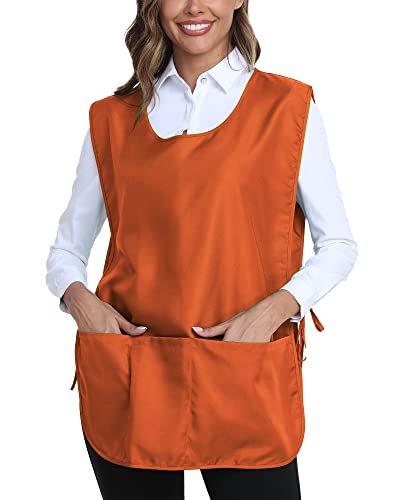 Xeoxarel Unisex Cobbler Apron with 3 Deep Pockets, Smock Vest Apron - color: 1 Pack - Orange