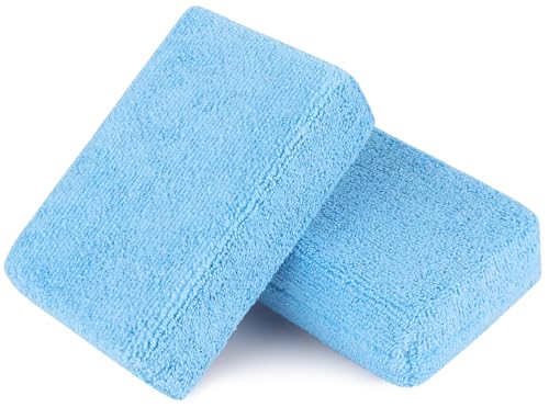 AIDEA Microfiber Applicator Pads-2 Pack, Car Wash Sponge, Blue - color: Light Blue, size: 2 PK
