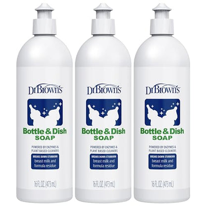 Dr. Brown's Bottle & Dish Soap, Baby | Plant-Derived | Fragrance-Free | 16 fl oz | 3 Pack - size: 16 Fl Oz (Pack of 3)