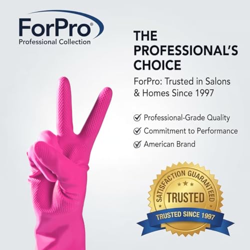 ForPro Natural Rubber Gloves, 6 Pairs Reusable Multi-Purpose Household Cleaning Gloves with Soft Inner Lining, Waterproof & Chemical-Resistant, Cotton Candy, Small - color: Cotton Candy, size: Small