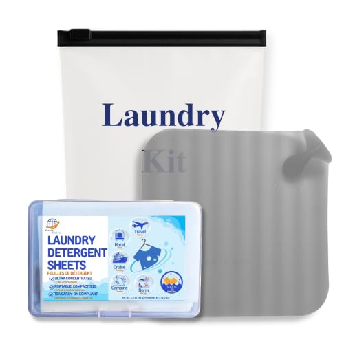 Travel Laundry Detergent Sheets 30 Pack – Hand Wash or Machine Wash Travel Detergent with Universal Sink Stopper best for Cruise, Hotel, Camping & On-the-Go Washing - style: Travel Laundry Sheets + Sink Stopper