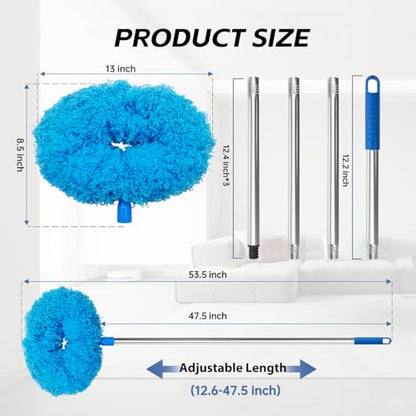 DRQ Ceiling Fan Cleaner Duster with 13-48 in Extension Pole, Blue - color: Blue, size: 13-48 Inch