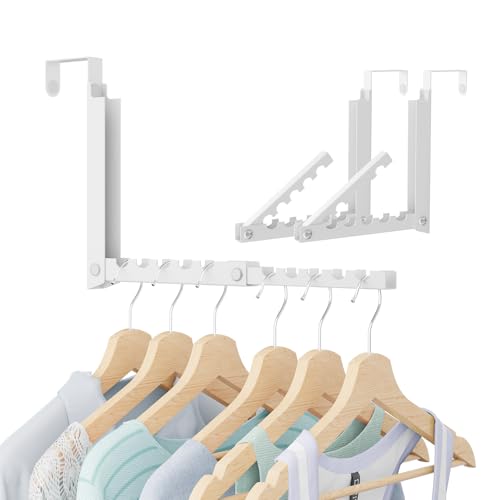 Foldable Over the Door Hooks, Over the Door Hanger for Space Saving - color: White-2Pack