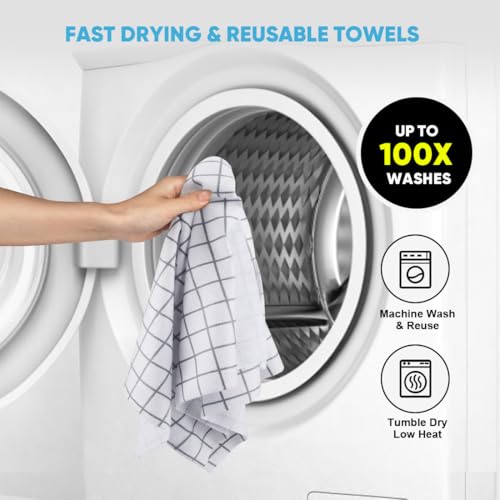 AIDEA Microfiber Cleaning Cloth Roll-50PK, Reusable Paper Towels 11.5×11.5" - color: Printed