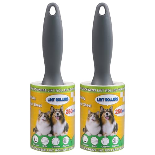 Lint Roller for Pet Hair 500 Sheets Extra Sticky Pet Hair Remover for Clothes Furniture Carpet Cleaner Cars Dogs Travel-Friendly Grip Handle White - size: 2 Rollers 500 Sheets White
