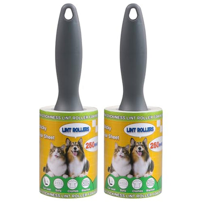 Lint Roller for Pet Hair 500 Sheets Extra Sticky Pet Hair Remover for Clothes Furniture Carpet Cleaner Cars Dogs Travel-Friendly Grip Handle White - size: 2 Rollers 500 Sheets White