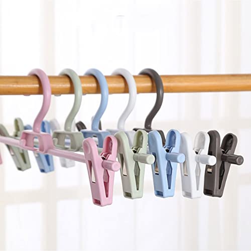 Pants Hangers, 10pcs Adjustable Clothes Hangers with Clips, Portable Drying Rack Travel Plastic Non-Slip Clothes Drying Hanger for Kids Or Adults Garments (Pink) - color: Pink