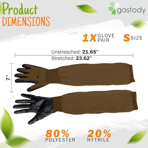 Long Sleeve Gardening Gloves for Women & Men, Long Cuff Garden Gloves - color: Black and Brown, size: Small
