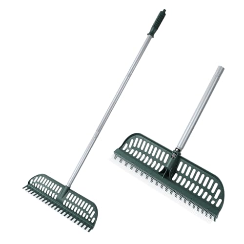 Artificial Turf Rake, 47" to 63" Adjustable Long Handle with 18" Wide Head – Turf Rake for Artificial Grass, Carpet, Lawn Sweeper, Pet Hair & Debris Remover