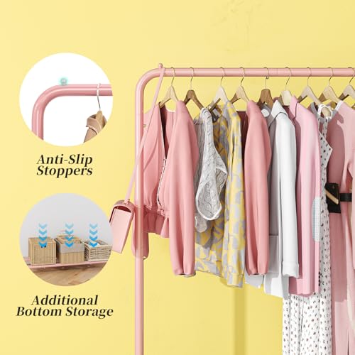 Simple Trending Clothes Clothing Garment Rack, Clothes Organizer, Pink - color: Pink, size: 14.75"D x 43.5"W x 54.25"H