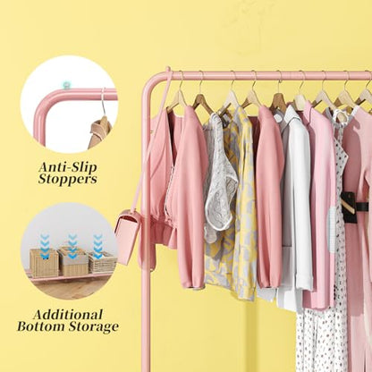Simple Trending Clothes Clothing Garment Rack, Clothes Organizer, Pink - color: Pink, size: 14.75"D x 43.5"W x 54.25"H