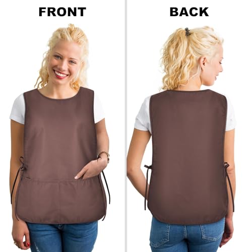 TFTAFAN Cobbler Apron Unisex Waterproof Apron with 2 Deep Pockets Art Smock for Painting Cleaning Artiest Apron work kitchen - color: Brown (Coffee)