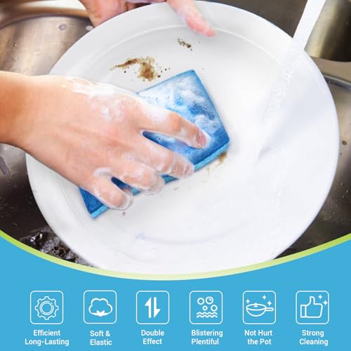 AIDEA Sponges Kitchen-6Count, Non Scratch Scrub Sponge, Dish Sponges - color: Blue