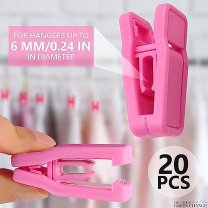 Hanger Clips for Pants, 20 Pcs, Plastic (Pink), for Dry and Wet Clothes - size: 20 Pack