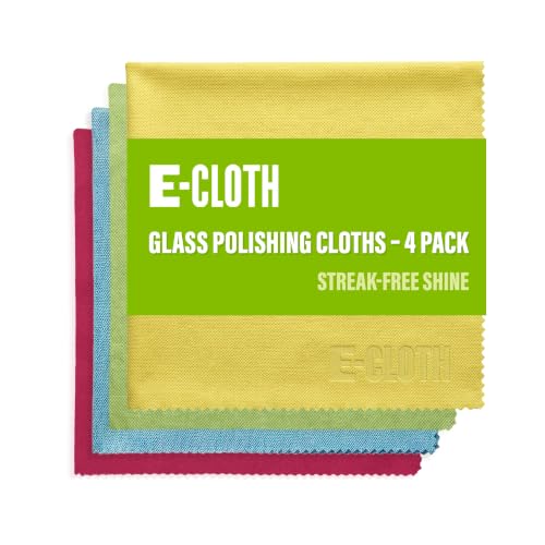 E-Cloth Glass & Polishing Cloth - Reusable & Durable Glass Cleaner - 4 Pack - color: Assorted Colors - 4 Pack, size: Retail Packaging