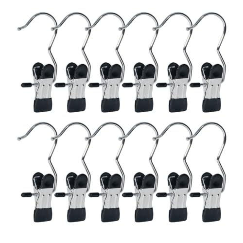 15/30Pcs Upgrade Double Head Clamp Dipped Clothespin for Laundry Hooks with Clips, Boot Holder, Hanging Clips, Portable Multifunctional Hangers Single Clip Space Saving for Jeans, Hats (30, Black) - color: Black