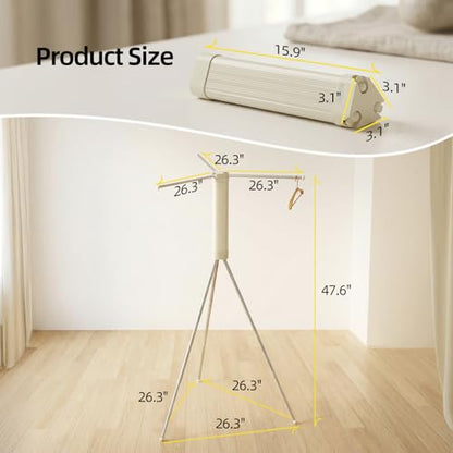 BIREN Foldable Clothes Drying Rack Tripod Clothes Rack Heavy Duty Clothing Racks Laundry Rack Drying for Travel, Camping, Hotel, Apartment, 3 Poles - size: 3 poles