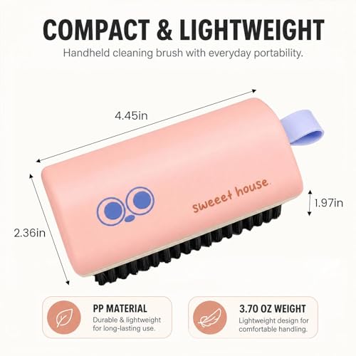 Soft Bristle Laundry Brush, Ergonomic Handheld Scrub Tool for Clothes Shoes Household Cleaning(Pink) - color: Pink