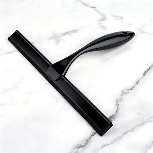 Shower Squeegee, 10 inch Stainless Steel Bathroom Cleaner Tool, All-Purpose Black Window Mirror Glass Door Squeegee with Hook for Household, Tile Wall, Ca