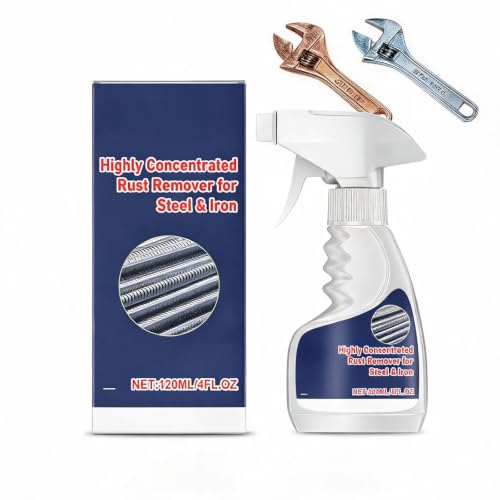 Highly Concentrated Rust Remover for Steel Iron, Rust Remover Spray for Metal, Fast Acting Formula for Steel, Copper & Stainless Steel, No Scrubbing Rust Stain Cleaner for Tools & Auto Parts, 4FL.OZ
