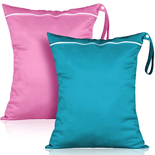 Shappy 2 Pack Wet Dry Bag Travel Laundry Waterproof,Solid Gray Blue - style: Solid Green Pink