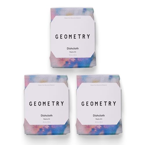 GEOMETRY Kitchen Dish Cloths - Spring & Summer Collection - Premium Dishcloths with Geoweave - Absorbent & Fast Drying Kitchen Towels - Soft Floral, 10" x 10" - 3-Pieces - color: Soft Floral, size: 10" x 10" (3 Pack)