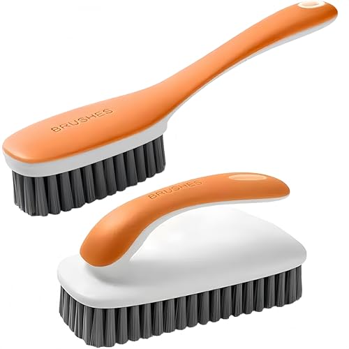 Scrub Brush for Stains-2 Pack Fabric Cleaning Brush,Laundry Stain Remover Brush,Clothes Scrub Brushes Cleaner Soft Bristle Scrubbing Brushes Household Cleaning for Carpet Clothes Bags & More (Orange) - color: Orange