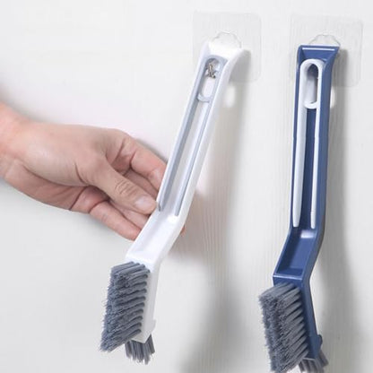 Multi-Purpose Bathroom Crevice Cleaning Brush with Ergonomic Handle for Narrow Gap Tile Edge and Window Track Scrubbing - color: White