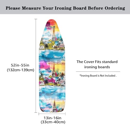 City Scenery Ironing Board Cover with Elastic Edge, Stain Resistant, Effortless Ironing Experience, Applicable Standard Size Iron Board Cover - color: City Scenery
