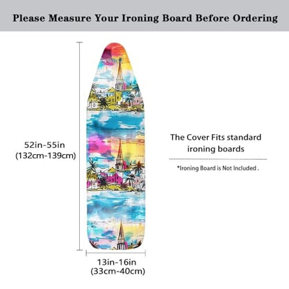 City Scenery Ironing Board Cover with Elastic Edge, Stain Resistant, Effortless Ironing Experience, Applicable Standard Size Iron Board Cover - color: City Scenery