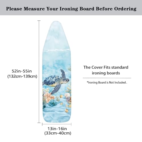 Turtle Iron Board Cover Heavy Duty Padding Ironing Board Covers with Elastic Edge Fastener Hook and Loop Design Universal Size 15向4 inches - color: Turtle