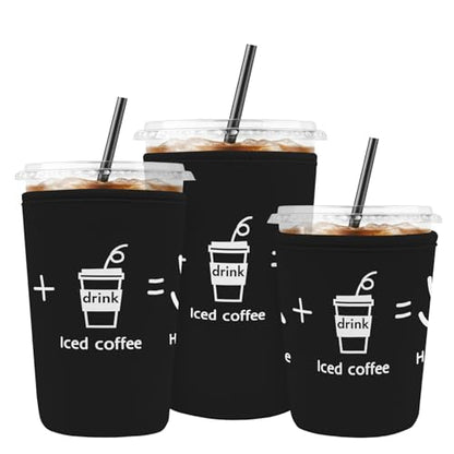 Iced Coffee Sleeve Reusable Neoprene Cup Sleeves, Happy Me - color: Happy Me