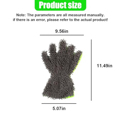 2PCS Microfiber Car Wash Mitts, Double-Sided 5-Finger Dusting Gloves, Anti-Scratch Chenille Drying Towel, Vehicle Interior & Exterior Detailing Tool for Cleaning Wheel Tight Spot (Gray) - color: Gray