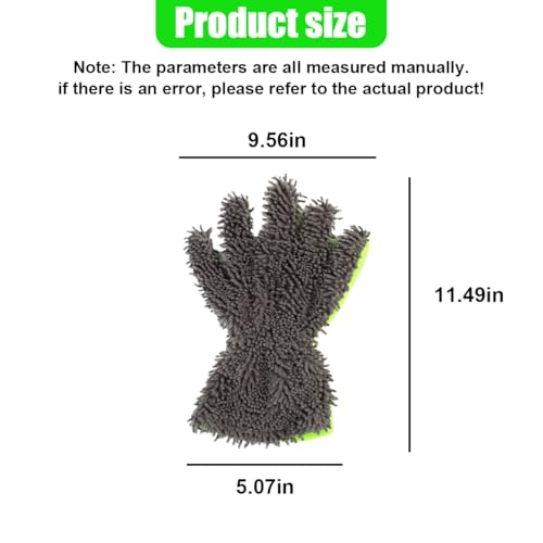 2PCS Microfiber Car Wash Mitts, Double-Sided 5-Finger Dusting Gloves, Anti-Scratch Chenille Drying Towel, Vehicle Interior & Exterior Detailing Tool for Cleaning Wheel Tight Spot (Gray) - color: Gray