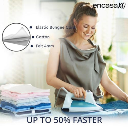 Encasa XO Ironing Board Cover and Pad, X-Large, 54"x18" - Beige - color: Franca Beige Stripes, size: X-Large