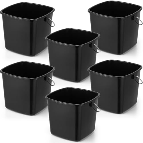 Zhehao 6 Pcs 3 Quart Small Sanitizer Cleaning Bucket, Black - color: Black
