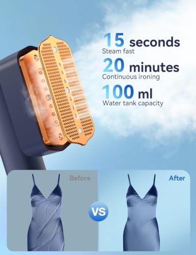 Sundu Steamer for Clothes Portable 2-in-1 Travel Steamer Iron for Clothes - color: Denim Blue