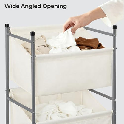 180L 4-Tier Vertical Laundry Hamper, Rolling Laundry Sorter with Wheels